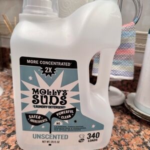 Mollys Suds Liquid Laundry Detergent, Unscented  170 Oz Empty Bottle For Reuse